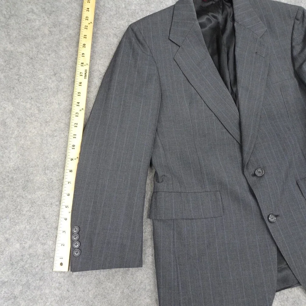 Vintage Hart Schaffner Marx Jacket Mens 40R Black Pinstripe Suit Coat Pockets